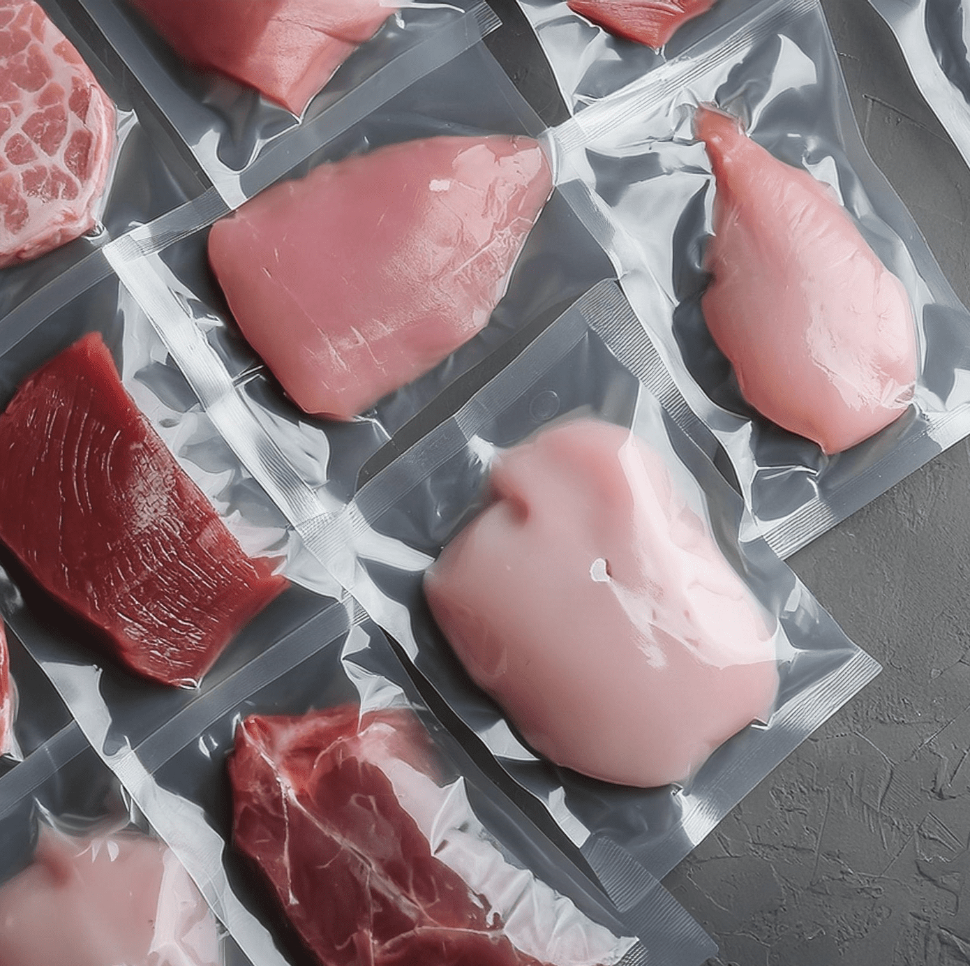 Meats in vacuum bags